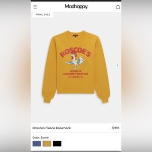 MadHappy Roscoe’s Chicken ‘N’ Waffles Collaboration Size Small NWOT Crewneck